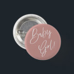 Dusty Pink/ Rose Bohemian Baby Girl shower 3 Cm Round Badge<br><div class="desc">For more baby shower invitation wording options,  please see the complete collection: https://www.zazzle.com/collections/dusty_pink_rose-119320912565185572?rf=238296117664346256</div>