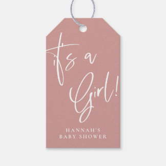 Dusty Pink/ Rose Bohemian Baby Shower Its a girl Gift Tags