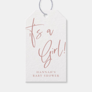 Dusty Pink/ Rose Bohemian Baby Shower Its a girl Gift Tags