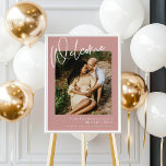 Dusty Pink/ Rose Boho photo Baby Shower Welcome Poster<br><div class="desc">This dusty pink/ rose baby shower welcome sign is perfect for an earthy, girl-themed baby shower. The design features elegant yet rustic typography. For more baby shower welcome sign wording options, please see the complete pink collection: https://www.zazzle.com/collections/dusty_pink_rose-119320912565185572?rf=238296117664346256 This design measures 18 x 24 inches. Add a matching diaper raffle or...</div>