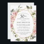 Dusty Pink Rose Floral 50th Birthday Party Invitation<br><div class="desc">Pretty dusty pink roses create a modern floral border on this 50th birthday party invitation.</div>