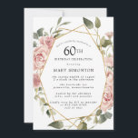 Dusty Pink Rose Floral 60th Birthday Party Invitation<br><div class="desc">Pretty dusty pink roses create a modern floral border on this 60th birthday party invitation.</div>