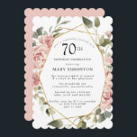 Dusty Pink Rose Floral 70th Birthday Party Invitat Invitation<br><div class="desc">Pretty dusty pink roses create a modern floral border on this 70th birthday party invitation.</div>