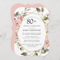 Dusty Pink Rose Floral 80th Birthday Party