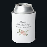 Dusty Pink Rose Floral 90th Birthday  Can Cooler<br><div class="desc">Add a special touch to your party with this elegant design for a 100th birthday can cooler. Happy Birthday is written in a formal script. The birthday celebrant's name is below in a traditional font. An open and airy modern pink rose floral arrangement is below the text. Simple elegance for...</div>