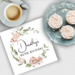 Dusty Pink Rose Floral 90th Birthday Napkin<br><div class="desc">Soft dusty pink roses create a beautiful rustic floral wreath. The woman's name and 90th birthday follow; This napkin is part of the Dusty Pink Rose collection. It contains many DIY templates that let you quickly create invitations and party supplies.</div>