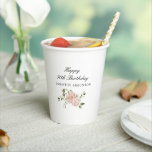 Dusty Pink Rose Floral 90th Birthday  Paper Cups<br><div class="desc">Add a special touch to your party with this elegant design for a 90th birthday paper cup. Happy Birthday is written in a formal script. The birthday celebrant's name is below in a traditional font. An open and airy modern pink rose floral arrangement is below the text. Simple elegance for...</div>