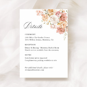 Dusty Pink Rose Floral Wedding Details, Info Enclosure Card