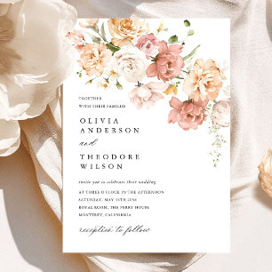 Dusty Pink Rose Floral Wedding Invitation