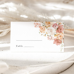 Dusty Pink Rose Floral Wedding Name Place Card
