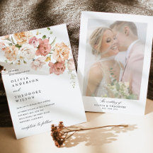 Dusty Pink Rose Floral Wedding Photo Back