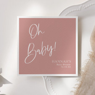 Dusty Pink/ Rose Oh Baby Baby Shower Napkin