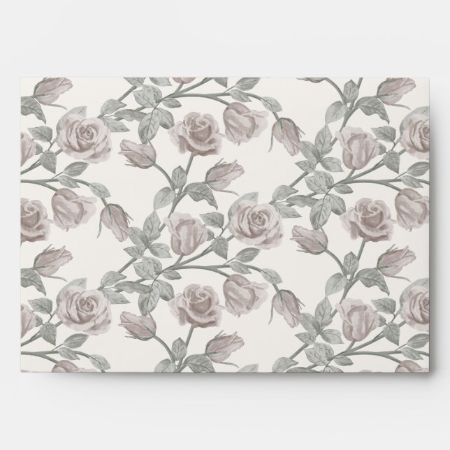 Dusty Pink Rose Vine Envelope (Front)