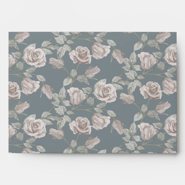 Dusty Pink Rose Vine Envelope (Front)
