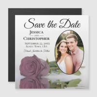 Dusty Pink Rose Wedding Save The Date Photo Magnet