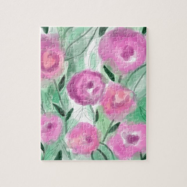 Dusty Pink Roses in a Pretty Garden Jigsaw Puzzle (Vertical)