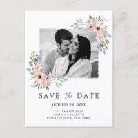 Dusty Pink Roses Midsummer Floral Save the Date
