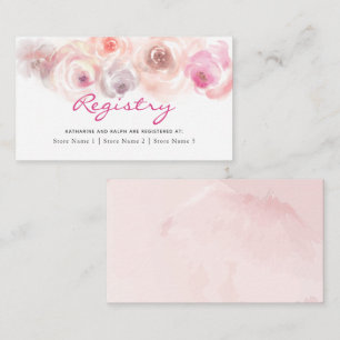 Dusty Pink Roses Watercolor Gift Registry Enclosure Card