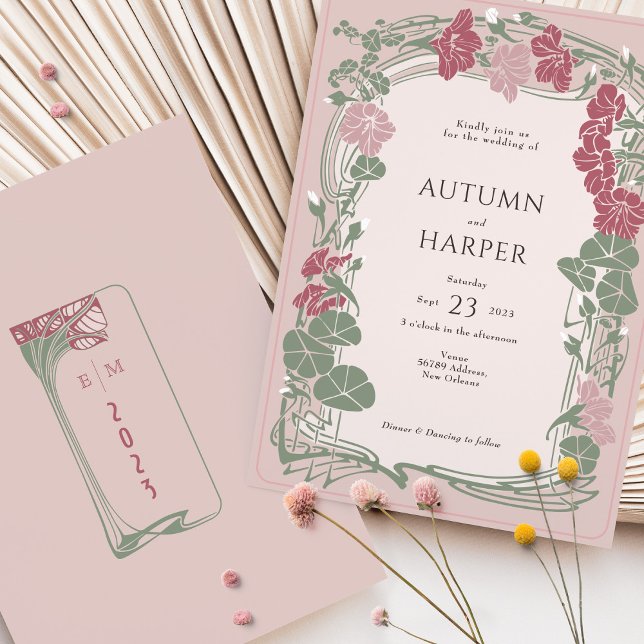 Dusty Pink Sage Elegance Botanical Wedding Invitation (Creator Uploaded)