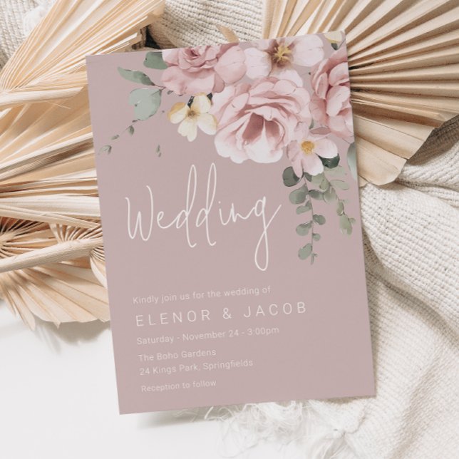 Dusty Pink & Sage Floral Wedding Invitation (Creator Uploaded)