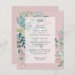 Dusty Pink Sage Wedding Ceremony and Reception Inv