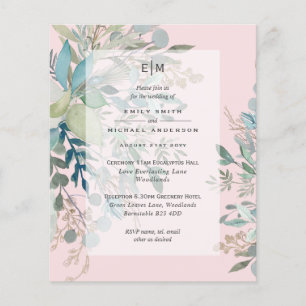 Dusty Pink Sage Wedding Ceremony and Reception Inv Flyer