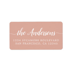 Dusty Pink Script Family Return Address Label