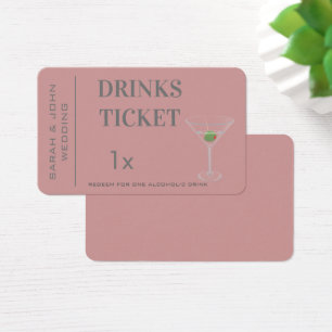 Dusty Pink Simple Drink Ticket Wedding Reception 