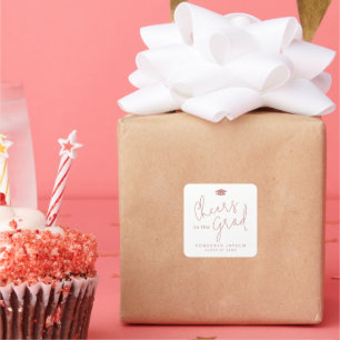 Dusty Pink Simple Modern Script Cheers Graduate  Square Sticker