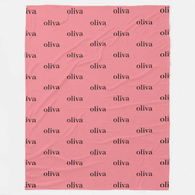 Dusty Pink Simple Personalised Repeating Name Fleece Blanket (Front)
