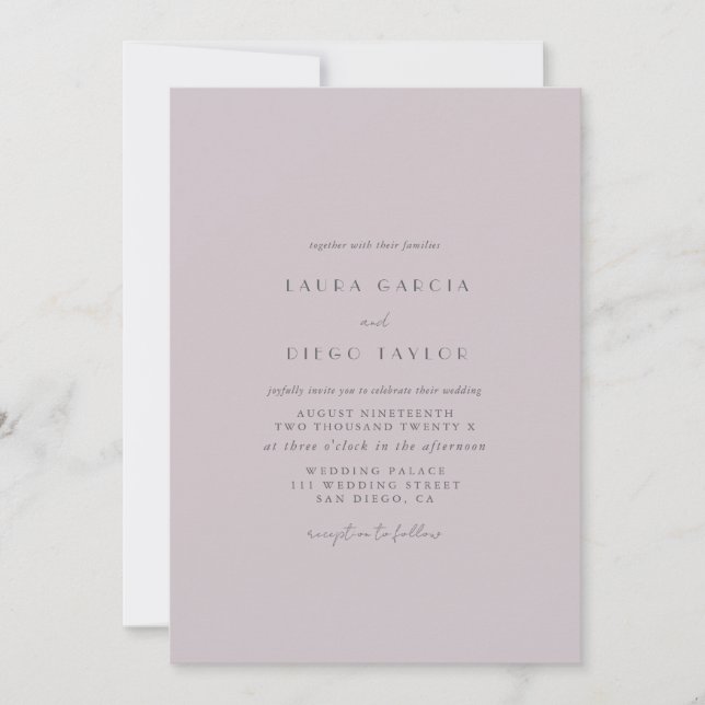 Dusty Pink Simple Script Wedding Invitation (Front)