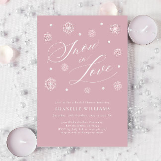 Dusty Pink Snow in Love Bridal Shower Invitation