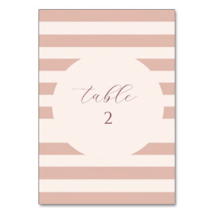 Dusty Pink Stripes Circle Frame Table Number