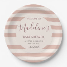 Dusty Pink Stripes Minimalist Baby Girl Shower
