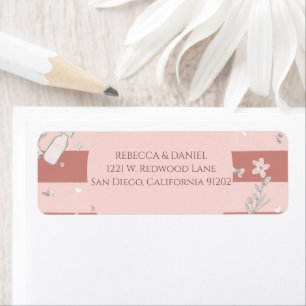 Dusty Pink Stripes Vintage Floral Return Address