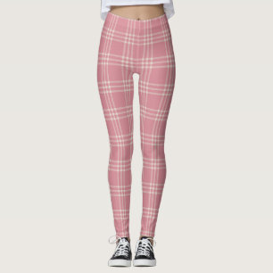 Dusty Pink Tartan Plaid Pattern Leggings