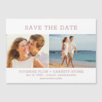 Dusty Pink Text 2 Photo Wedding Save the Date