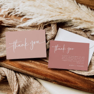 Dusty Pink Thank You Card Modern Minimalist Girl