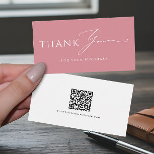 Dusty Pink Thank You QR Code Website Business Card