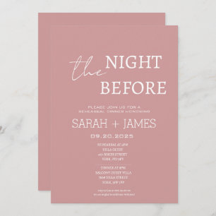 Dusty Pink the Night Before Rehearsal Dinner Invitation