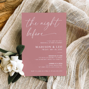 Dusty Pink The Night Before Rehearsal Dinner Invitation