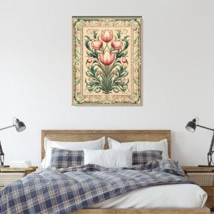 Dusty Pink Tulip Mediaeval Emerald Ornament Canvas Print