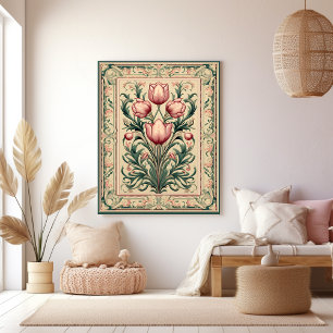 Dusty Pink Tulip Mediaeval Emerald Ornament Canvas Print