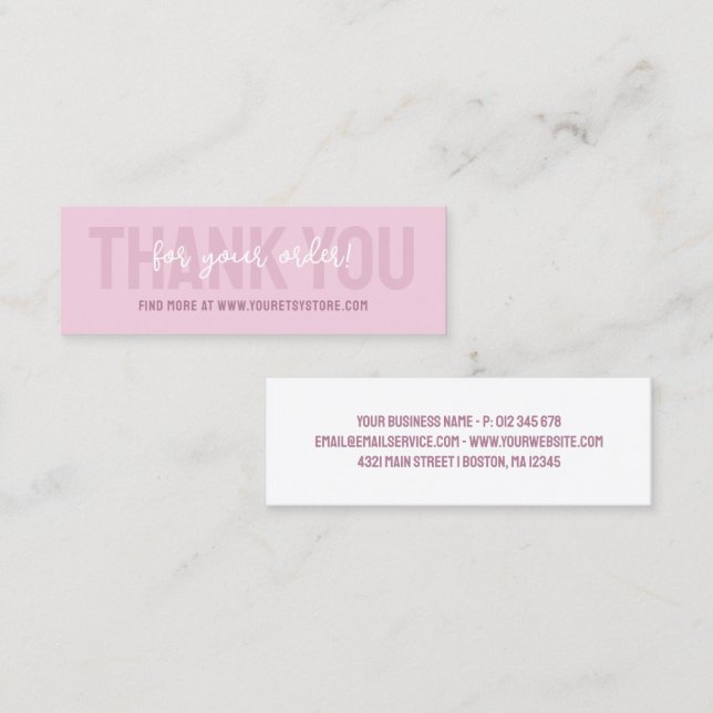 Dusty Pink Typography Thank You Order Insert (Front/Back)