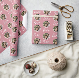 Dusty Pink Valentine’s Custom Photo Stylish Modern Wrapping Paper