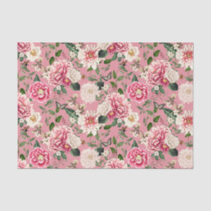 Dusty Pink Vintage Floral Garden Pattern Tissue Paper