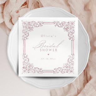 Dusty Pink Vintage Frame Elegant Bridal Shower Napkin