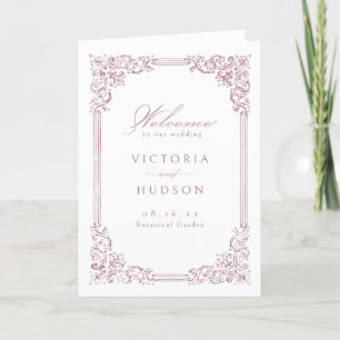 Dusty Pink Vintage Frame Elegant Script Wedding Programme