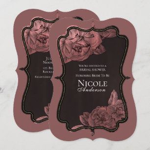 Dusty Pink Vintage Rose Gold Glam Bridal Shower Invitation