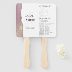 Dusty Pink Viva Magenta Elegant Wedding Program Hand Fan